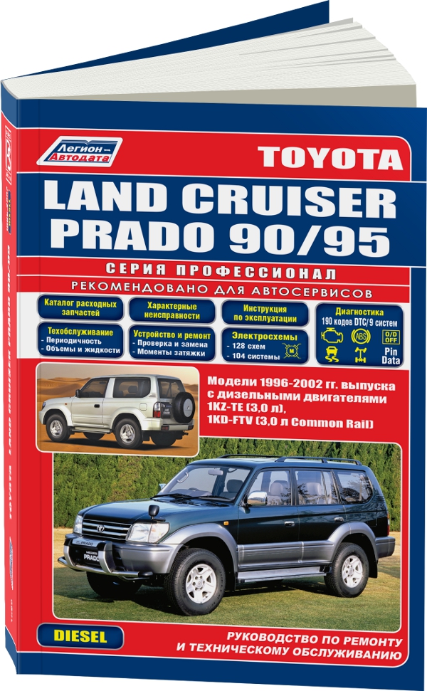 фото Книга toyota land cruiser prado 90/95. модели 1996-2002 года выпуска с дизельными двига... легион-автодата