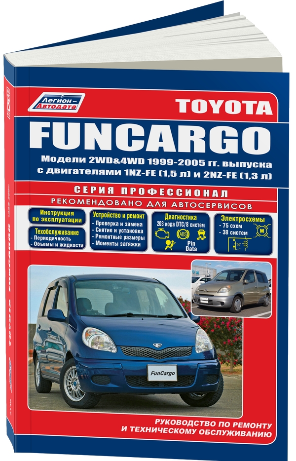 фото Книга toyota funcargo. модели 1999-2005 года выпуска с двигателями 1nz-fe (1, 5), 2nz-f... легион-автодата