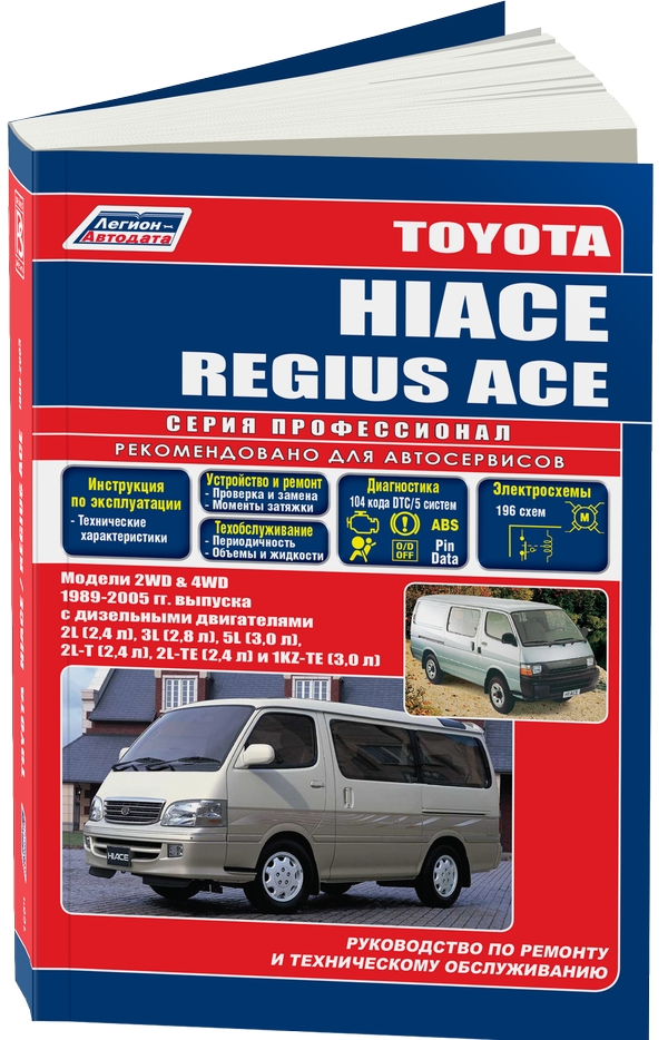 

Toyota Hiace / Regius Ace. Модели 2WD, 4WD 1989-2005 года выпуска с дизельными дв...