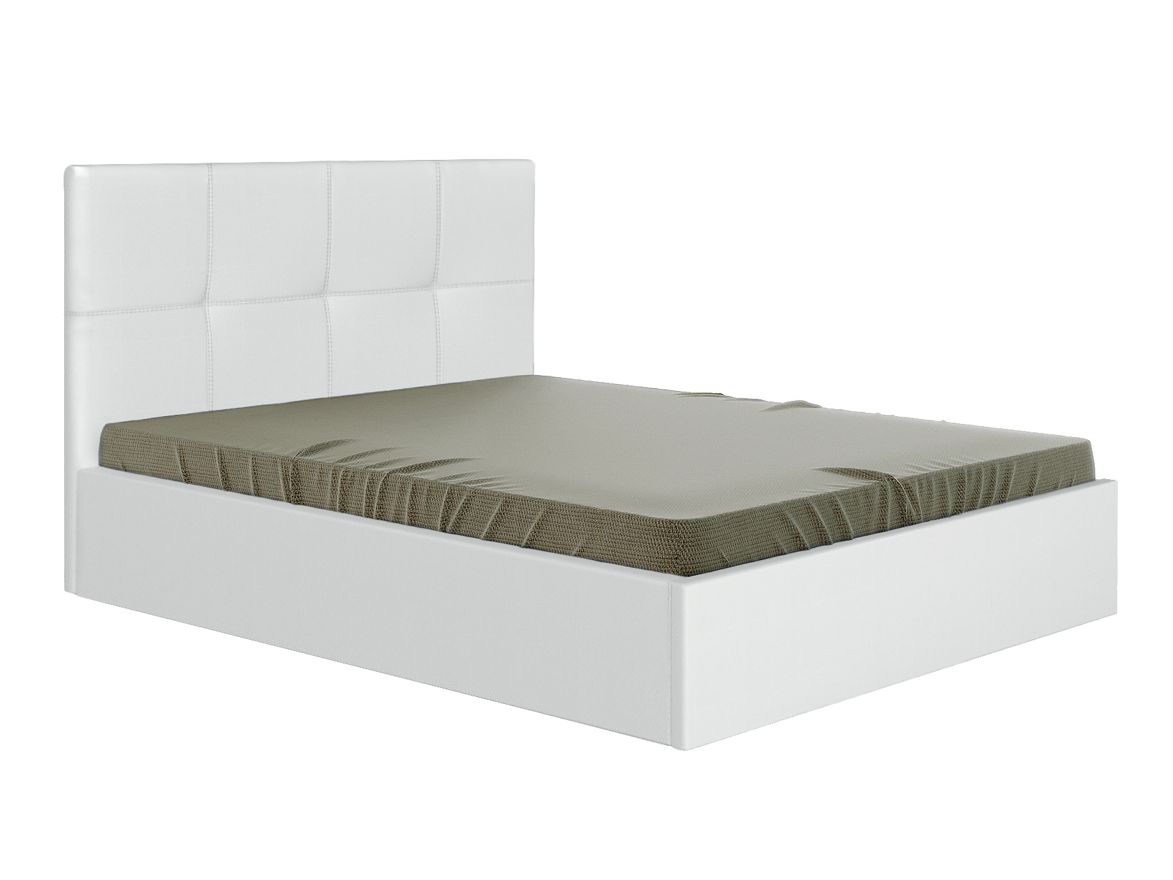 фото Двуспальная кровать верда белый, экокожа , 140х200 см первый мебельный