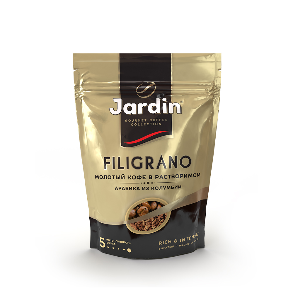 Кофе jardin. Кофе Jardin Filigrano. Кофе Jardin Filigrano молотый в растворимом 95г. Кофе Jardin Филиграно 75г. Кофе растворимый Jardin Filigrano с молотым кофе, пакет.