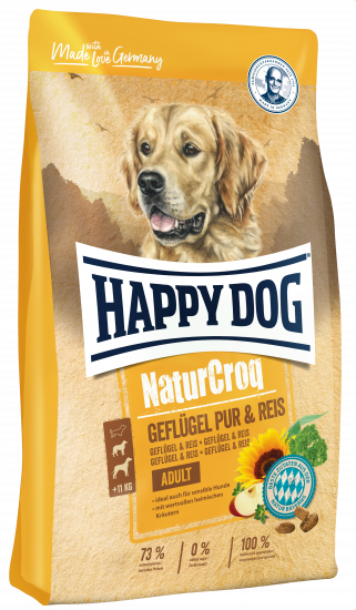 фото Сухой корм для собак happy dog naturcroq adult, все породы, птица и рис, 1кг