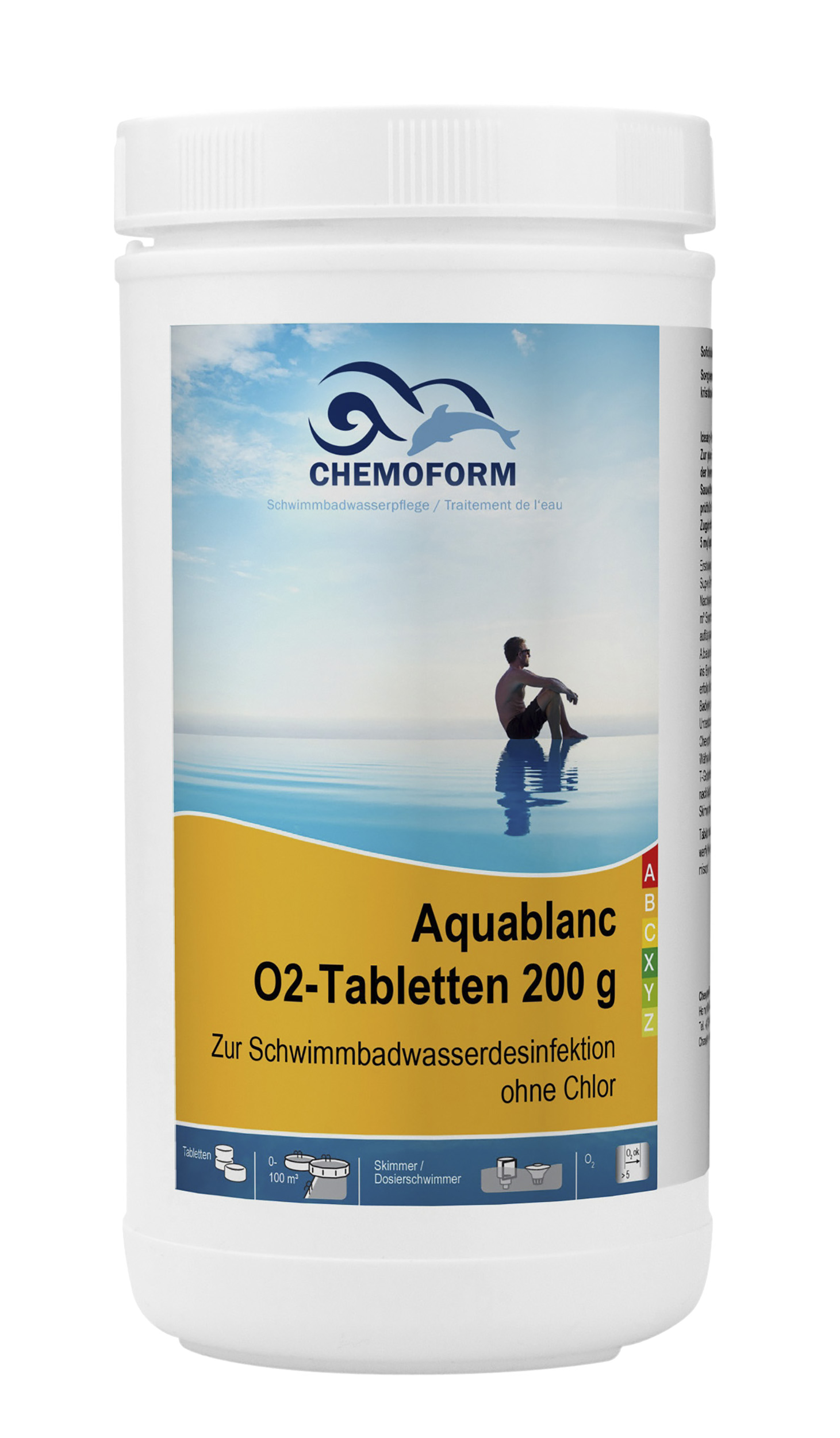 фото Дезинфицирующее средство для бассейна chemoform аквабланк о2 в таблетках по 200 г 1 кг