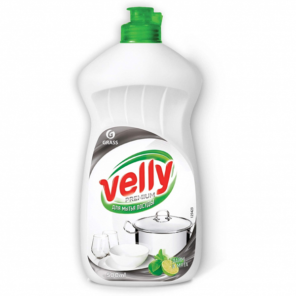 фото Средство для мытья посуды лайм и мята velly premium 500 мл grass