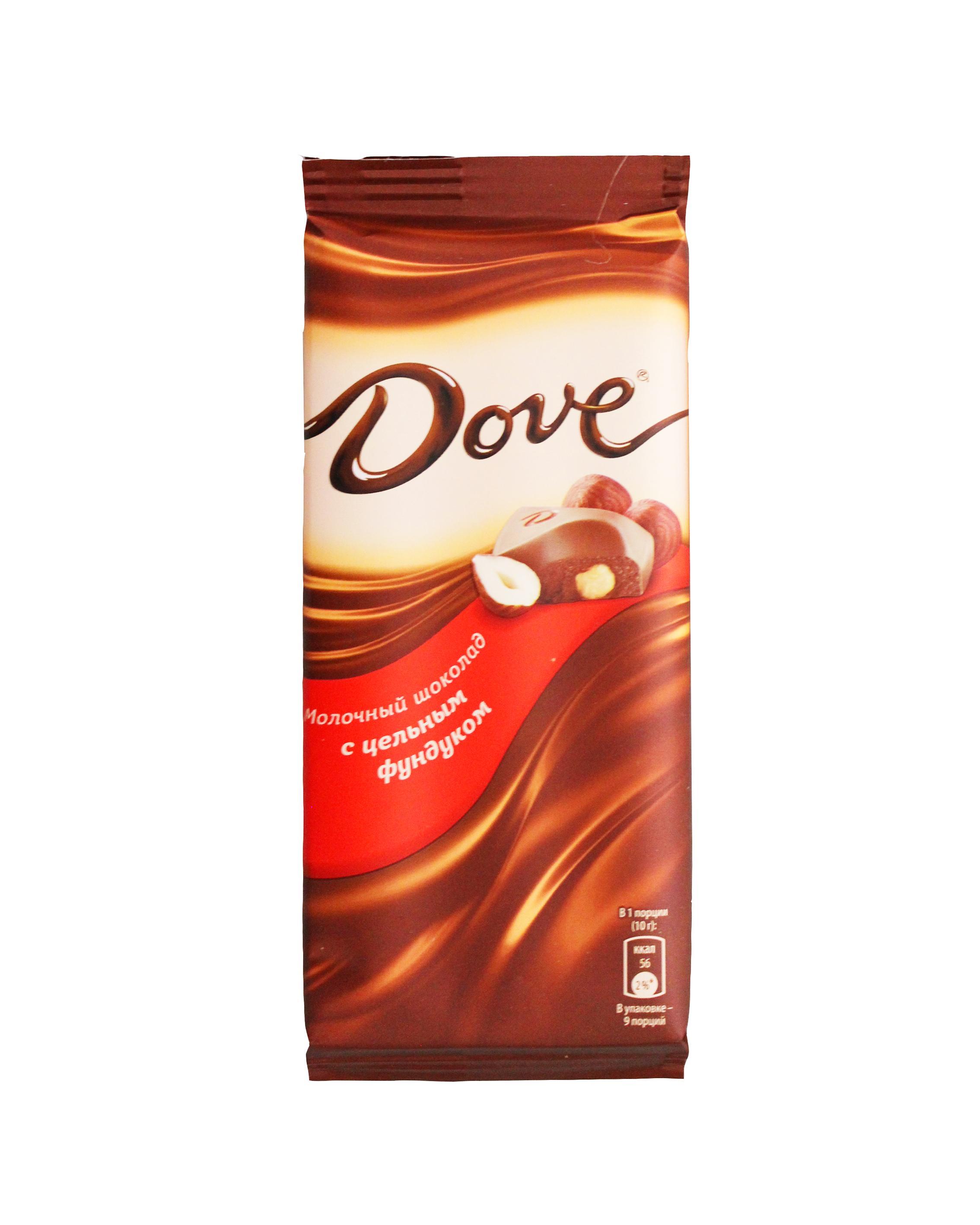 фото Молочный шоколад dove цельный фундук, 90 гр, 4 упаковки