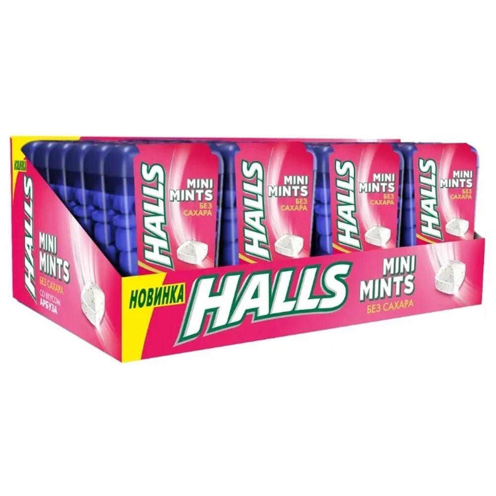 фото Halls mini mints конфеты без сахара со вкусом арбуза 12.5г по 24 шт
