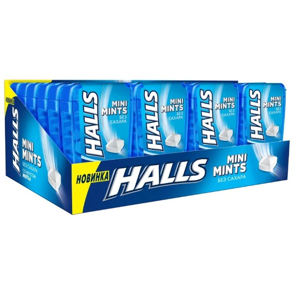Леденцовая карамель HALLS Mini Mints, Конфеты без сахара, Мята, Шоубокс, 12,5г*24 шт
