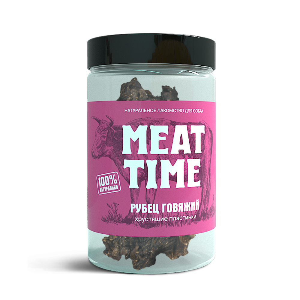 фото Лакомство meat time для собак рубец говяжий хрустящие пластинки 60г