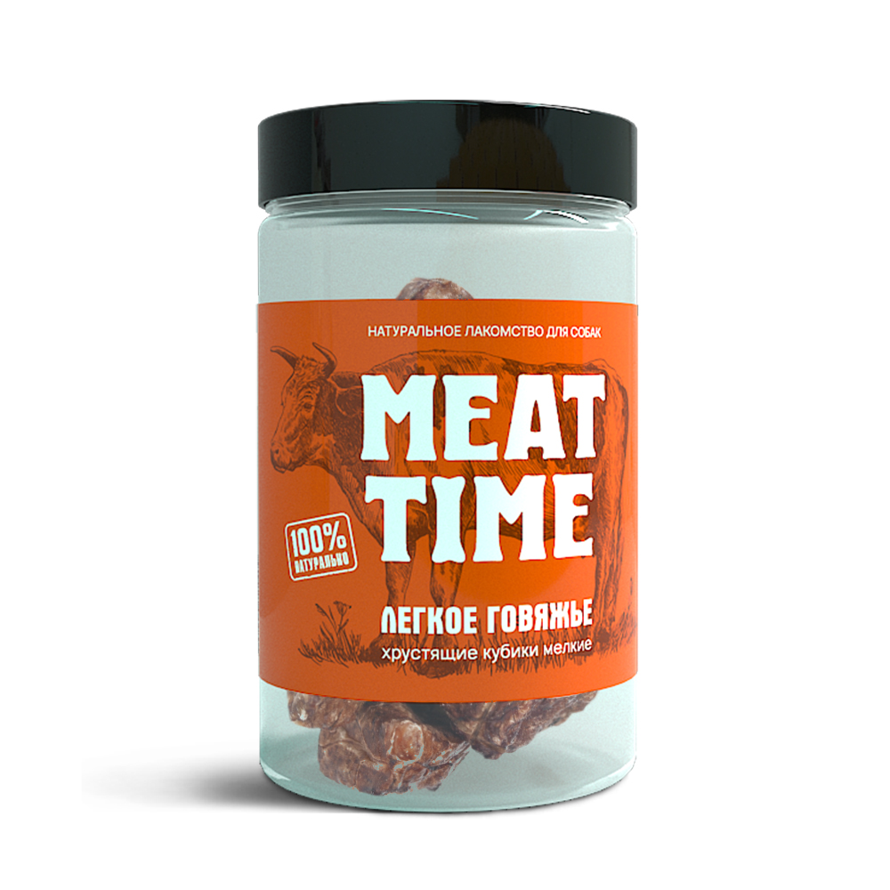 фото Лакомство meat time для собак легкое говяжье хрустящие кубики мелкие 90г