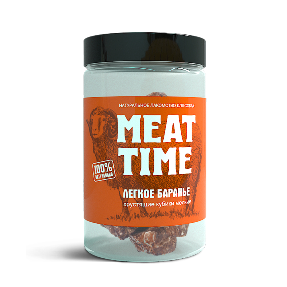 фото Лакомство meat time для собак легкое баранье хрустящие кубики мелкие 90г