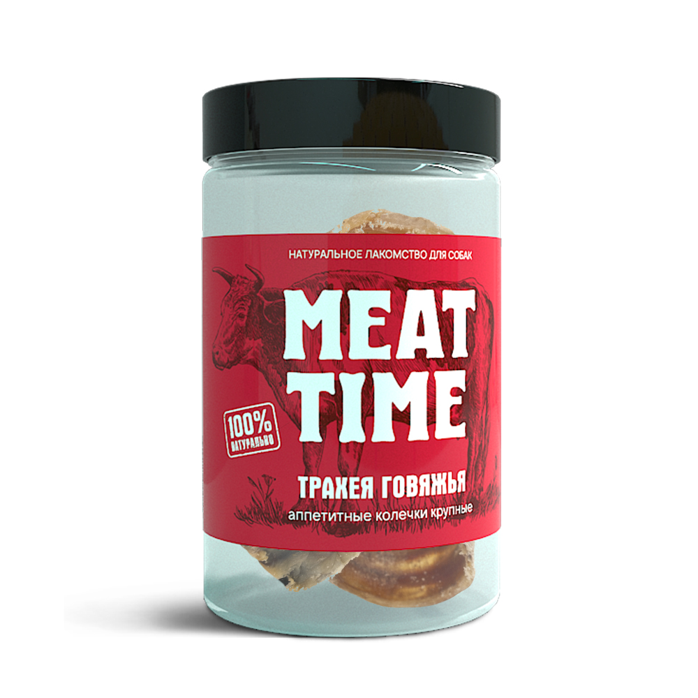 фото Лакомство meat time для собак трахея говяжья аппетитные колечки крупные 90г