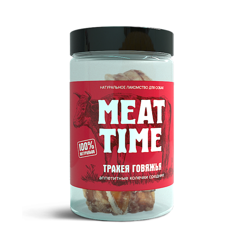 фото Лакомство meat time для собак трахея говяжья аппетитные колечки средние 90г