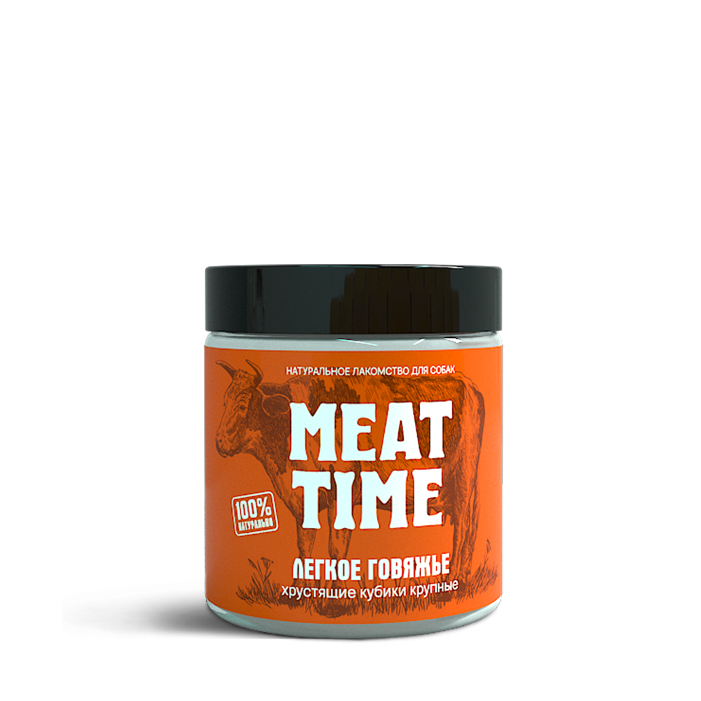 фото Лакомство meat time для собак легкое говяжье хрустящие кубики крупные 40г
