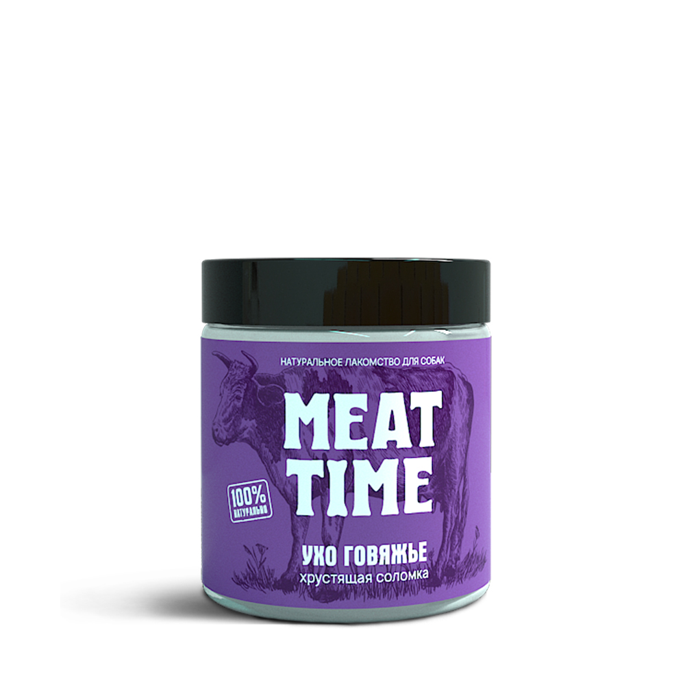 фото Лакомство meat time для собак ухо говяжье хрустящая соломка 50г