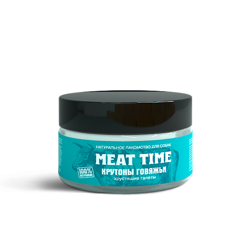 

Лакомство для собак MEAT TIME Крутоны говяжьи Хрустящие галеты 70г
