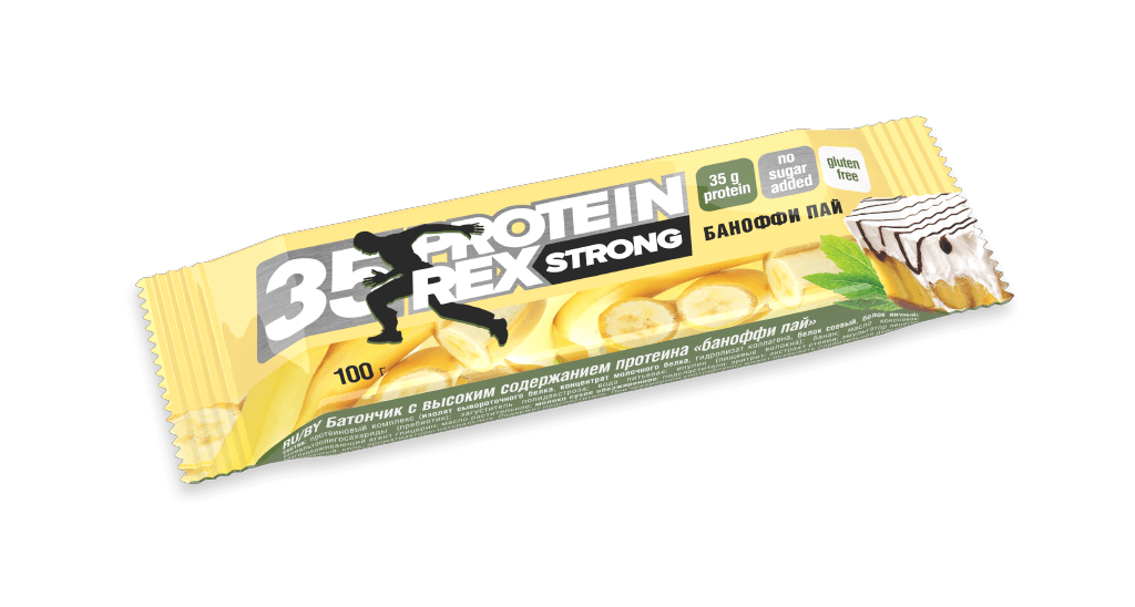 фото Батончик proteinrex strong 35% 5 100 г, 5 шт., баноффи пай