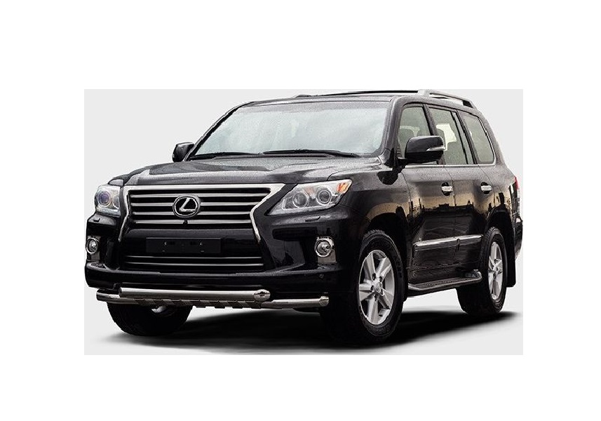 

Защита переднего бампера с декоративными элементами d76/76 двойная, Lexus LX570 2012-