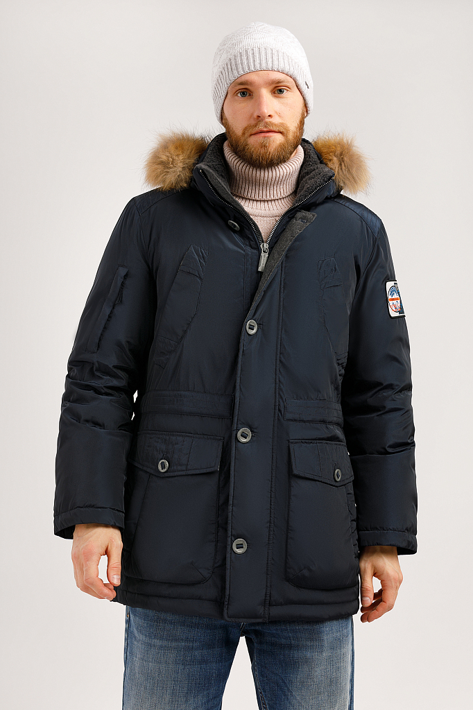 

Пуховик мужской Finn Flare W19-22010 синий L, W19-22010