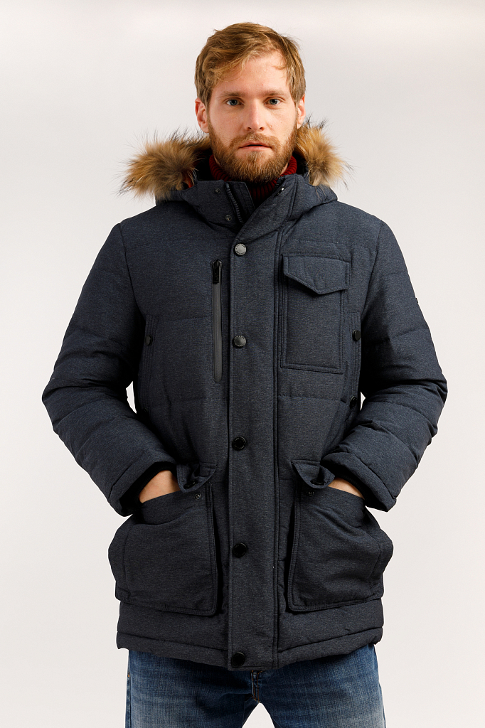 

Пуховик мужской Finn Flare W19-42012 синий 3XL, W19-42012