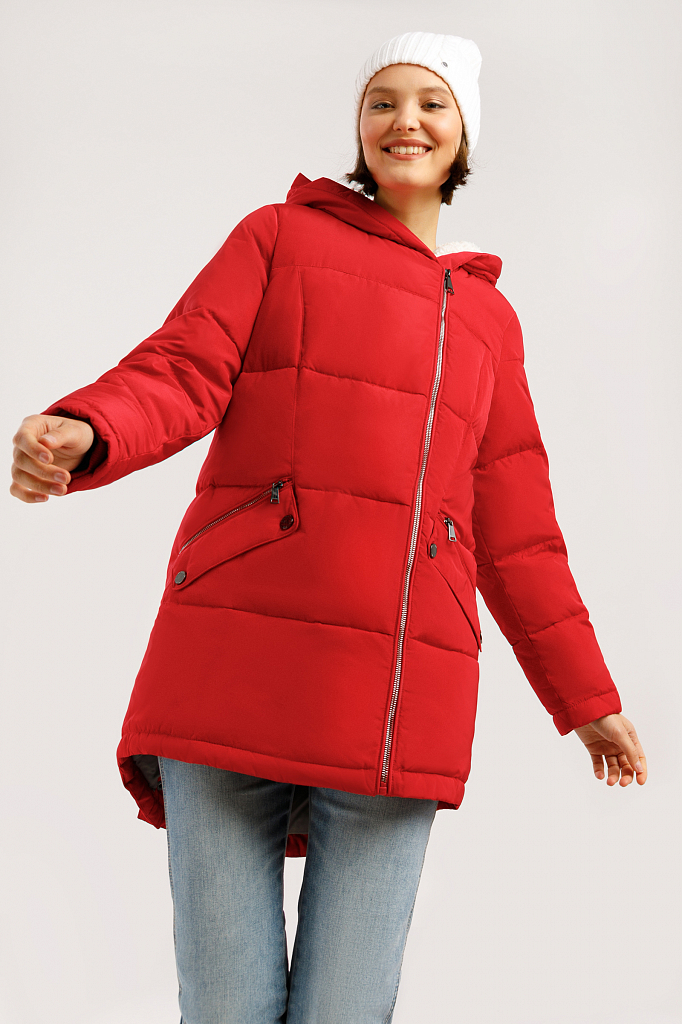 

Пуховик женский Finn Flare W19-12011 красный 44, W19-12011