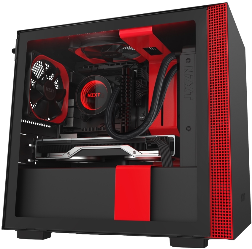 фото Компьютерный корпус nzxt h210i mini itx black/red без бп (ca-h210i-br)