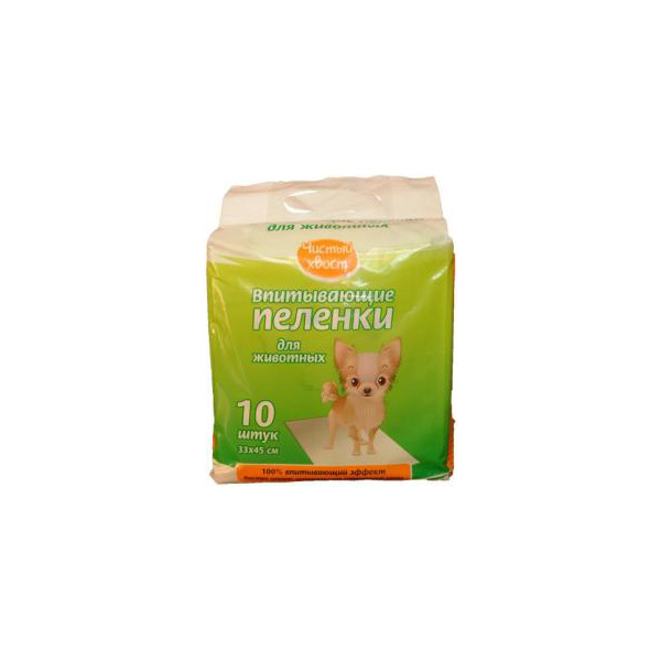 

Пеленки для кошек и собак одноразовые Чистый Хвост 45 x 33 см, 10 шт, Белый