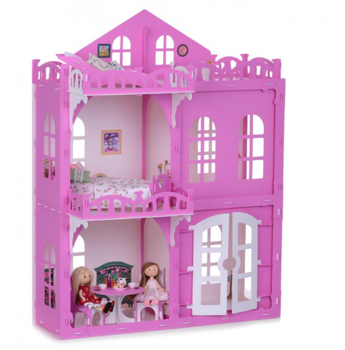 фото Кукольный домик krasatoys дом элизабет бело-розовый с мебелью
