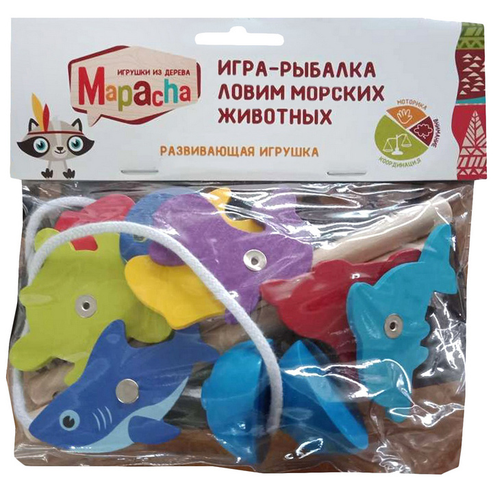 Игра-рыбалка Ловим морских животных: 10 дет., 2 магнит. Удочки