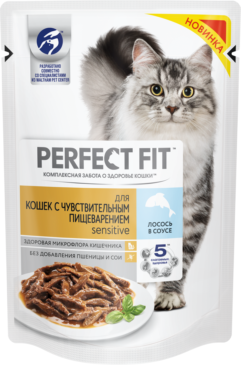 фото Влажный корм для кошек perfect fit sensitive, лосось в соусе, 24шт по 85г