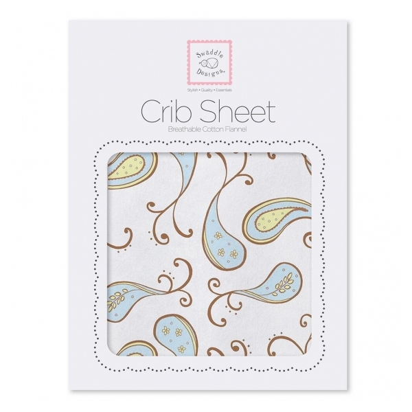 фото Простыня детская swaddledesigns fitted crib sheet blue paisley