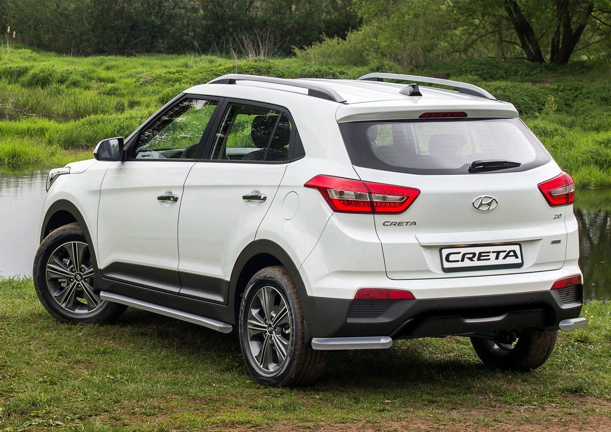 фото Защита заднего бампера d57 уголки rival для hyundai creta i 2016-2021; 2 части; r.2310.006