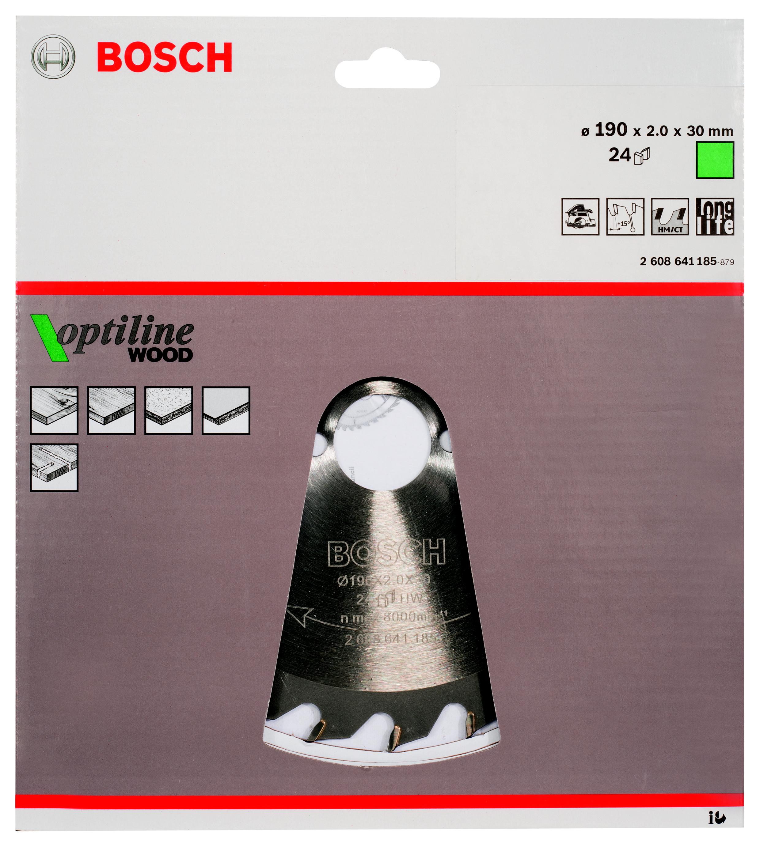 Пильный диск твердосплавный BOSCH Ф190х30мм 24зуб. (2608641185) пильный диск по дереву для торцовочных пил bosch