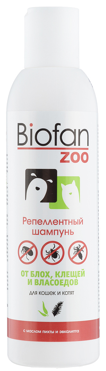фото Репелентный шампунь для кошек biofan zoo, эвкалипт и пихта, 200 мл