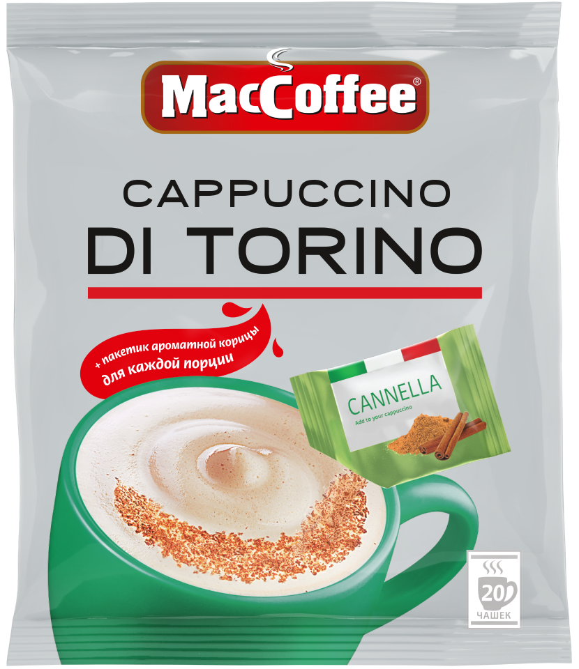 Кофейный напиток растворимый MacCoffee Cappuccino di Torino с корицей 25,5 г х 20 шт.