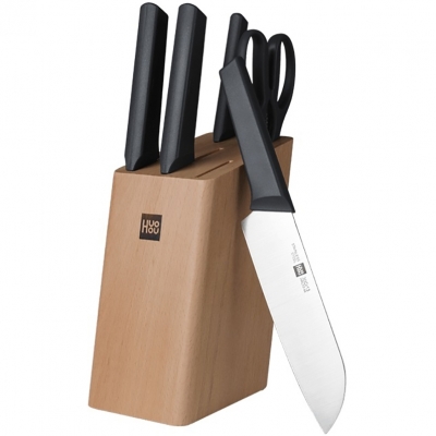 фото Набор ножей huo hou fire kitchen steel knife set (6шт) (черный) xiaomi