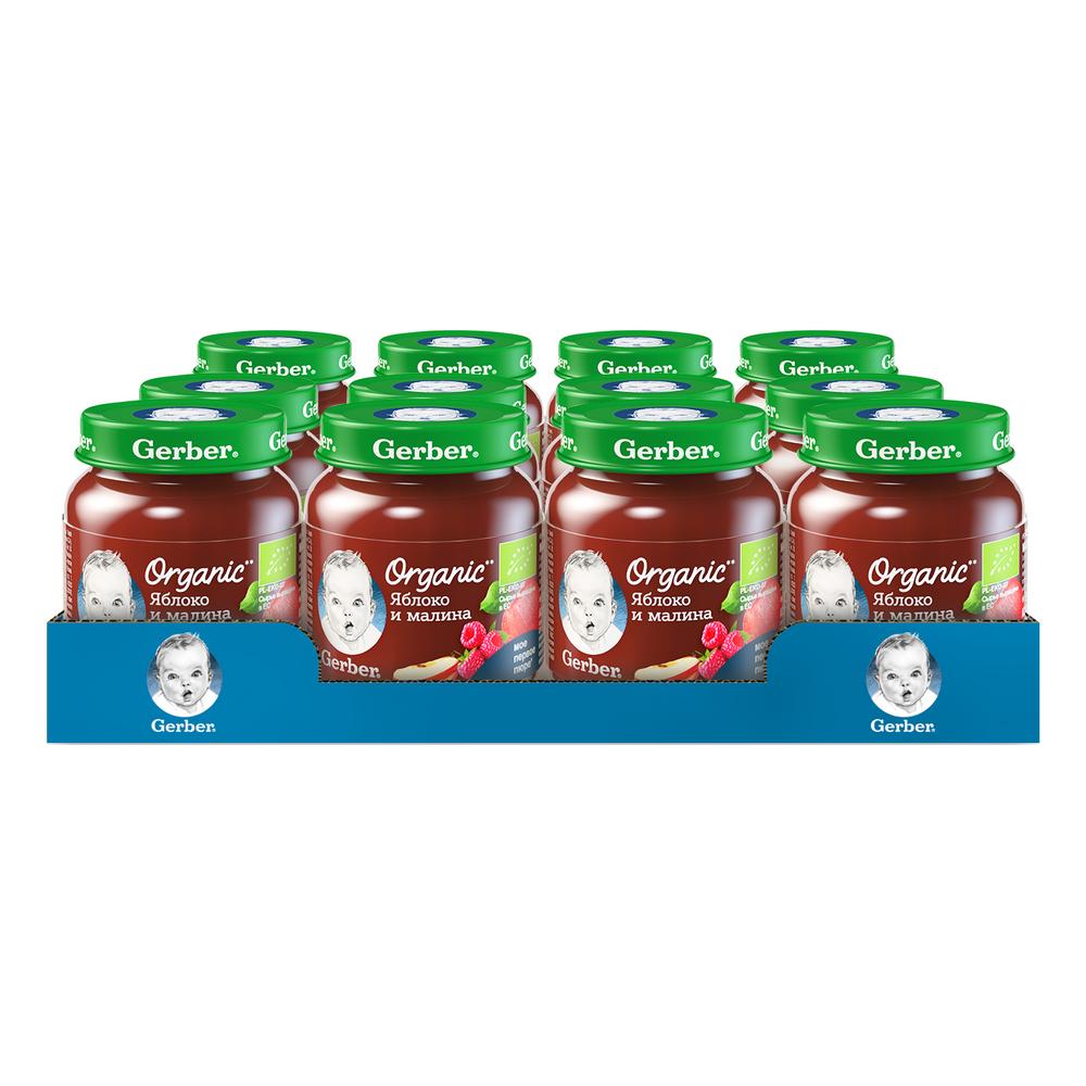 

Фруктовое пюре Gerber Organic Яблоко и малина, 12 шт. по 125 г, Яблоко и малина