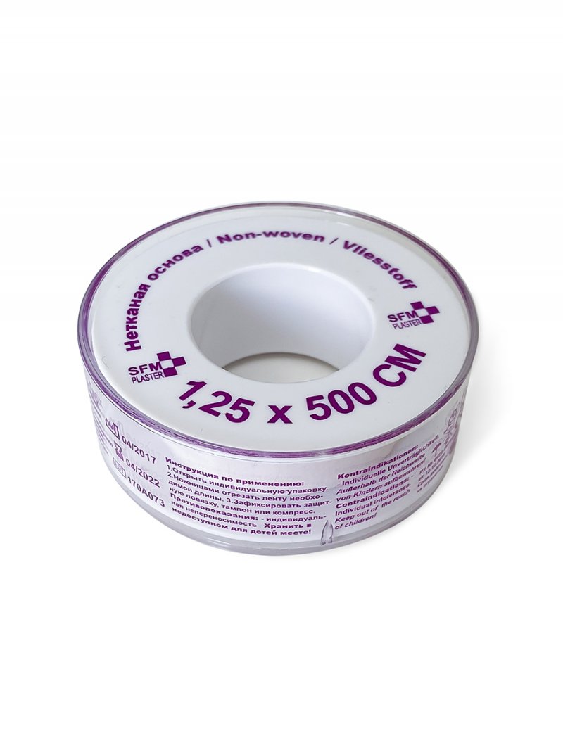 

Лейкопластырь Нетканая основа SFM Plaster пластиковая упаковка 534 530 1,25х500см белый