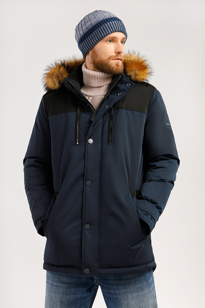 

Пуховик мужской Finn Flare W19-21005 синий 3XL