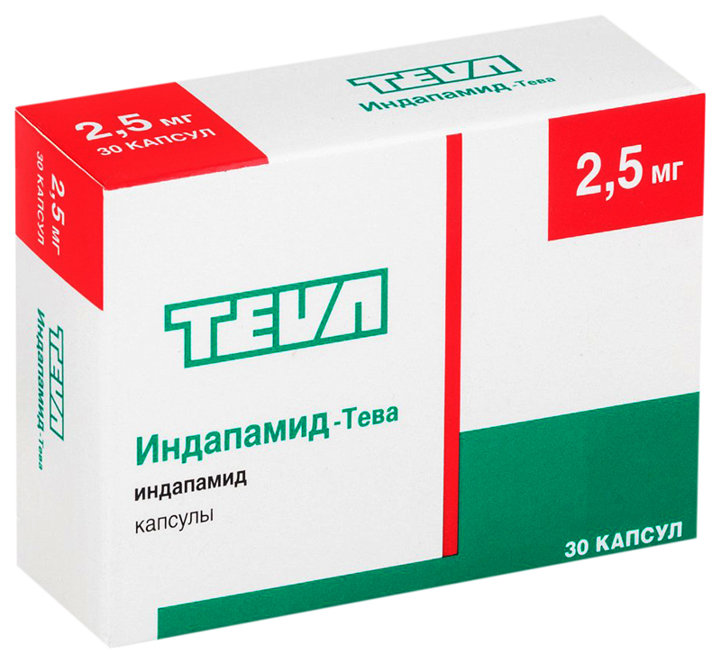 

Индапамид-Тева капсулы 2,5 мг №30