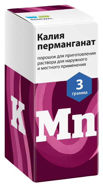 

Калия перманганат пор. для пригот. раствора для местного и наруж.прим. 3 г 1 шт. Renewal