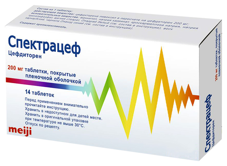 

Спектрацеф таблетки, покрытые пленочной оболочкой 200 мг №14