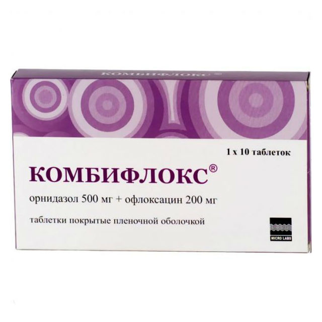 Комбифлокс таблетки, покрытые пленочной оболочкой 500 мг+200 мг №10