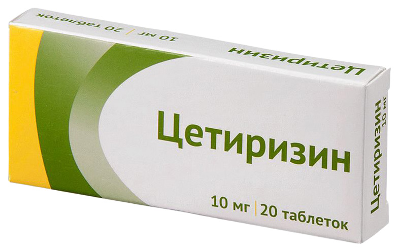 Купить Цетиризин таблетки, покрытые пленочной оболочкой 10 мг №20, Озон ООО