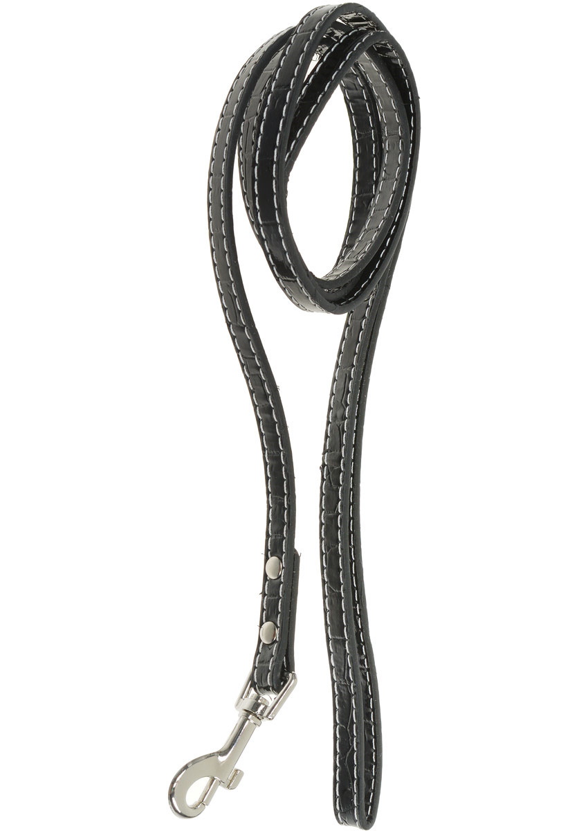 Поводок универсальный для собак Каскад, кожа, черный, длина 1.2 м