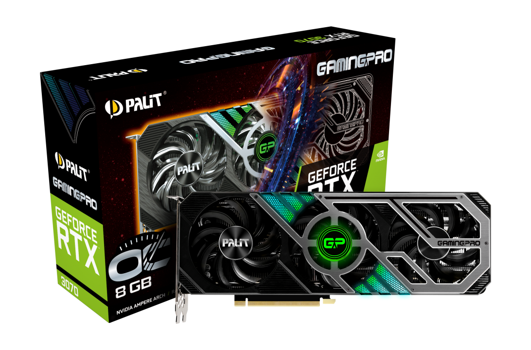 Видеокарта Palit NVIDIA GeForce RTX 3070 GamingPro OC (LHR) (NE63070S19P2-1041A)