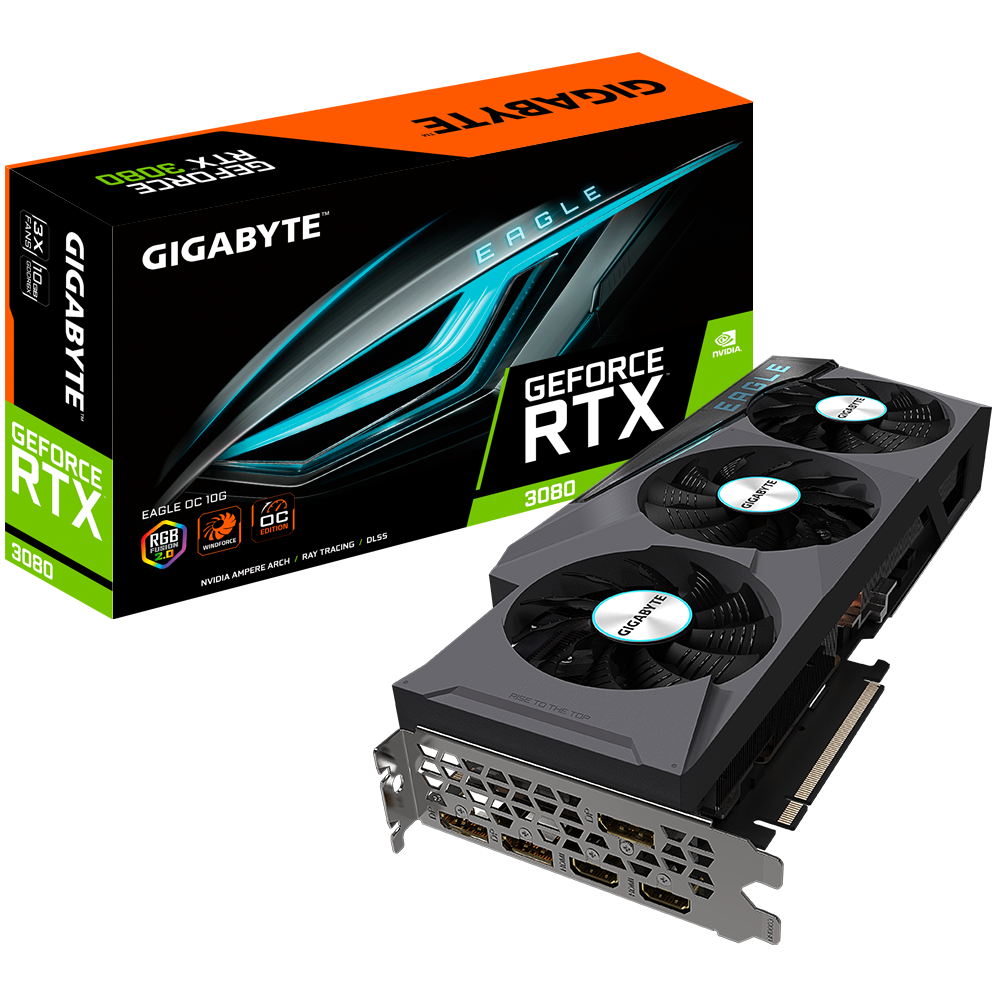 фото Видеокарта gigabyte nvidia geforce rtx 3080 eagle oc 10g (gv-n3080eagle oc-10gd)