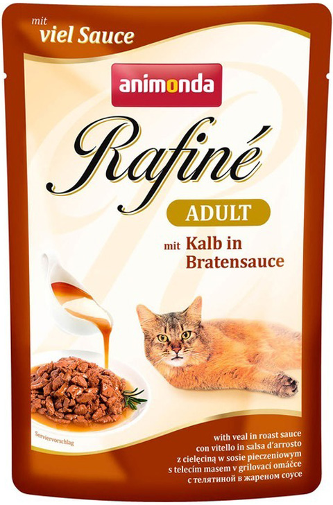 фото Влажный корм для кошек animonda rafine adult, телятина в жареном соусе, 12шт по 100г