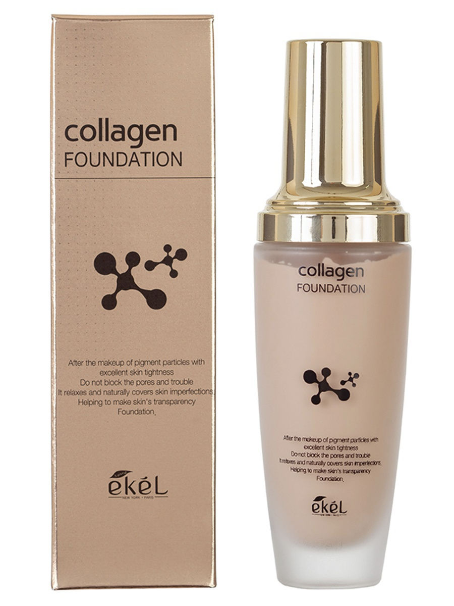 фото Тональная основа ekel collagen foundation #21 с коллагеном 50 мл