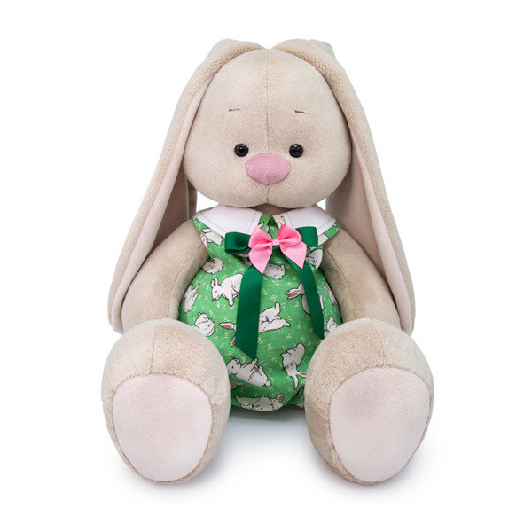 фото Мягкая игрушка budi basa зайка ми в зеленом комбинезоне с кроликами, 32 см