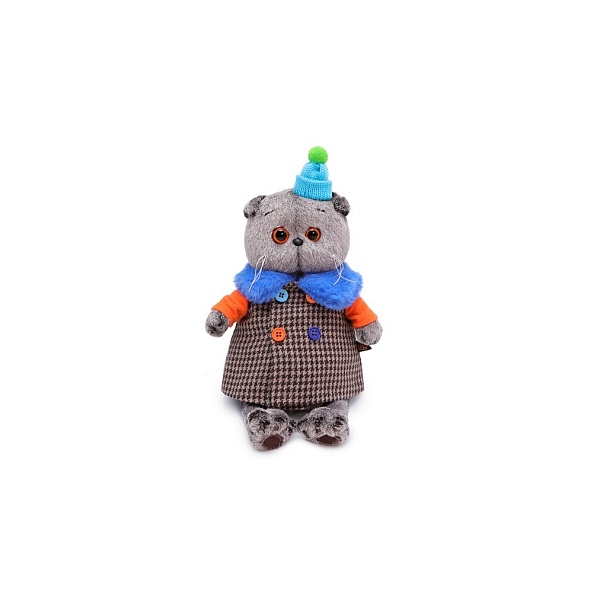 фото Мягкая игрушка budi basa басик в комбинированном пальто, 22 см